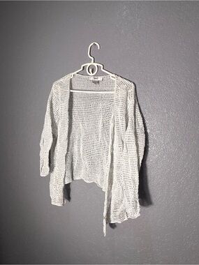Lightweight Open-Knit White Cardigan Sweater